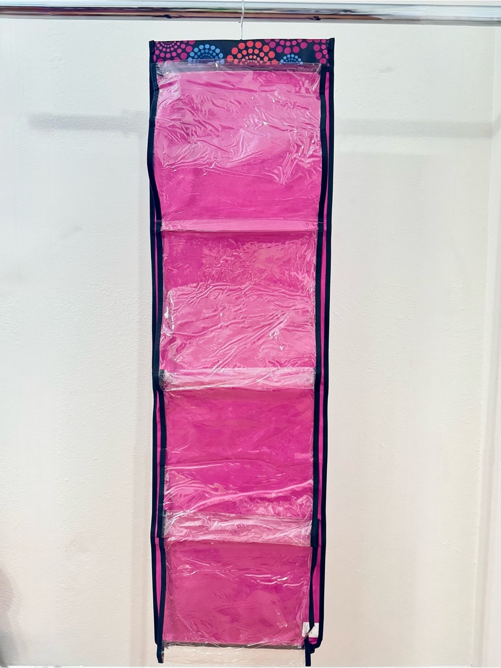 Fuchsia 8 Clear Pocket 2 Sided Bags Towel Hanging Closet Storage Organizer Cubby